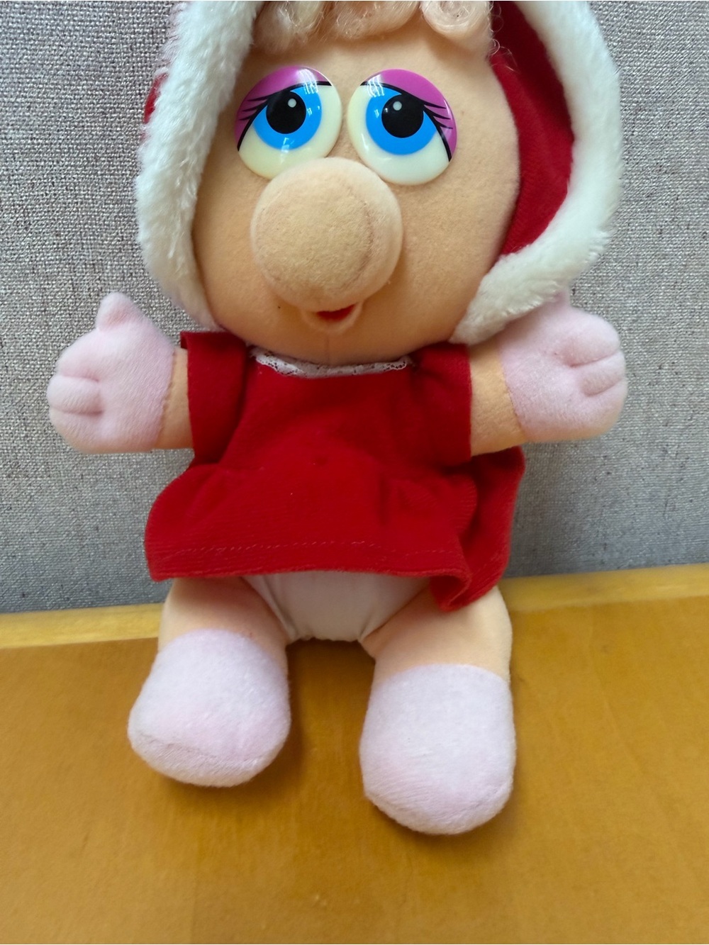 Vintage 1987 Baby Miss Piggy Plush Doll Henson Muppets Christmas Outfit